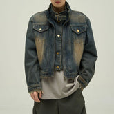 Threebooy American High Street Motorcycle Short Denim Jacket Autumn And Winter New Fashion Denim Cotton Trend Leisure Y2k Jacket For Men
